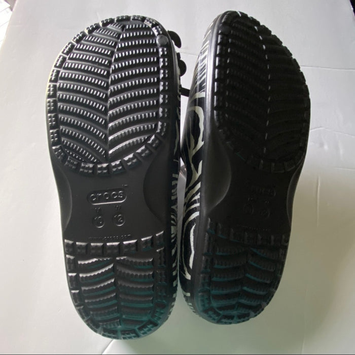Crocs Classic Zebra Animal Print Roomy Fit (Men’s 10,/ Women’s 12) Black…