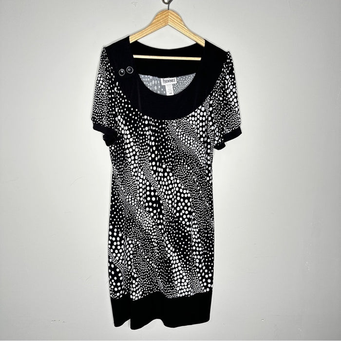 Periwinkle Size 18W Women’s Dotted Black White Short Sleeve Dress