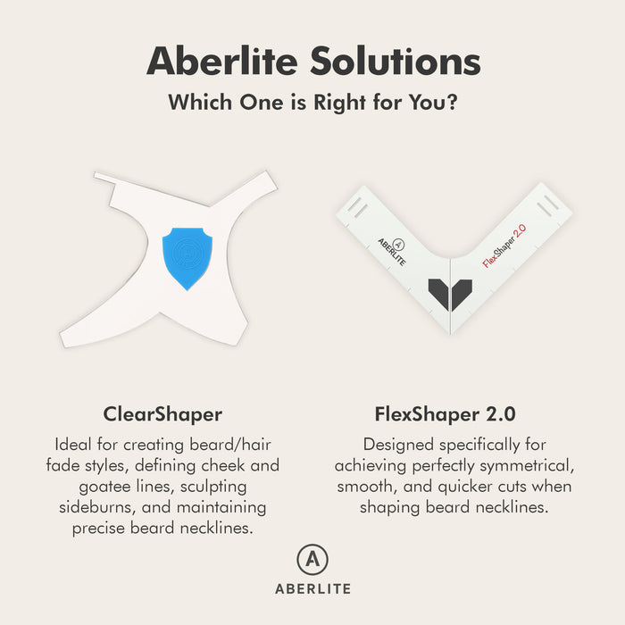 Aberlite ClearShaper 2.0 - Beard Shaper Kit w/Two Barber Pencils - Premium Shaping Tool - 100% Clear | Many Styles - The Ultimate Beard/Hair Lineup (US Patent) - Beard Stencil Guide Template Outliner