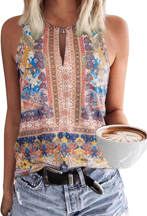 Tank Top for Women Keyhole V Neck Sleeveless Summer Casual Loose Fit Business Blouses
