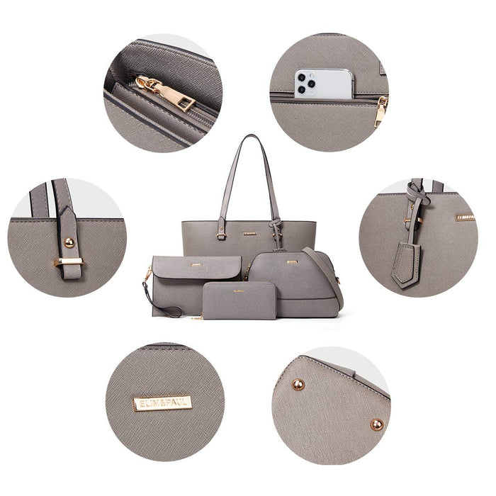 Women's Fashion Synthetic Leather Handbags - Tote Bag, Shoulder Bag, Satchel Purse Set (4pcs)