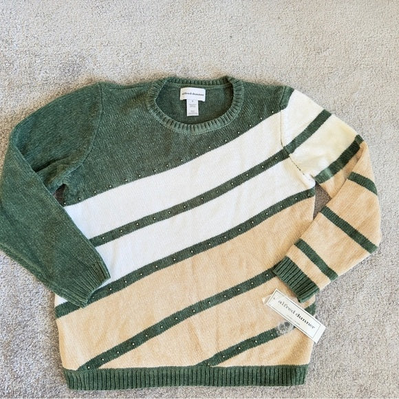 Alfred Dunne Women’s Beaded Diagonal 
Sweater Neck Colorblock Sweater Size S