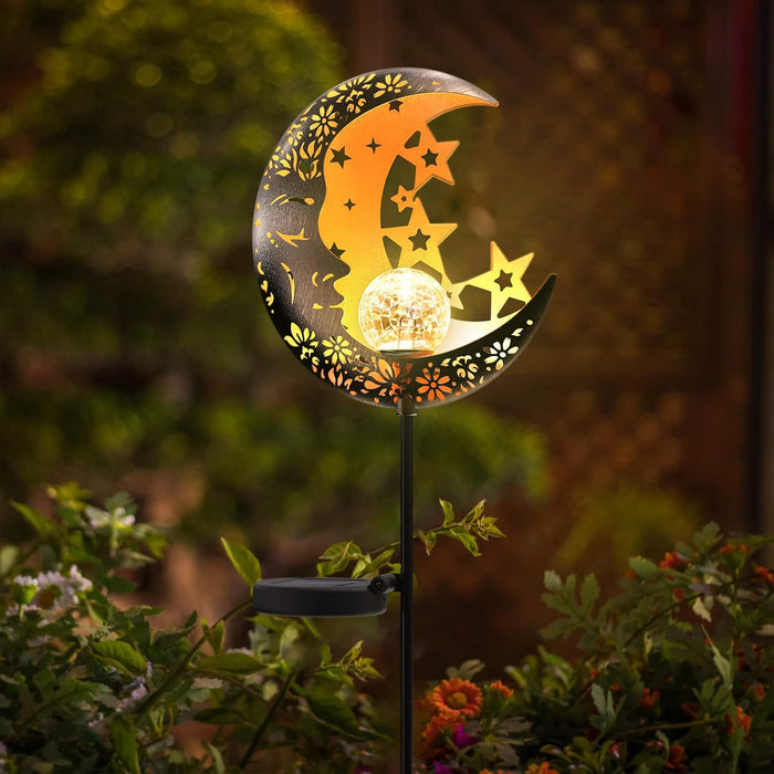 Moon Solar Lights Outdoor Garden Decorative Star Solar Lantern with Warm Light