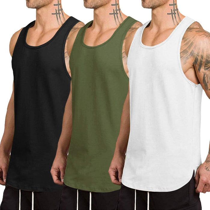 Men's 3 Pack Quick Dry Workout Tank Tops: