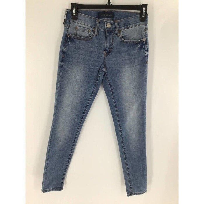 Aeropostale Pant Women’s Size 0 Blue Denim Belt Loops Straight Leg Pockets
