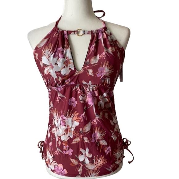 Athena Women’s Swimwear Floral Print Halter Tankini Top Size 12