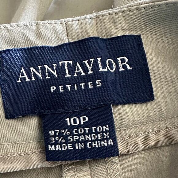 Ann Taylor Petites Size 10P Women’s Cotton Flat Front Zipper Wide Leg Pants