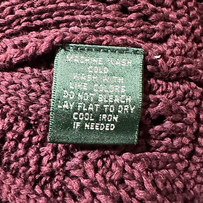 Pre-Loved Lauren Ralph Lauren Deep Burgundy Cotton Cardigan with Belt – Size M