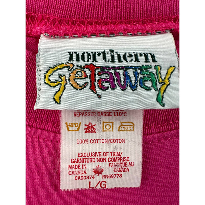 Northern Getaway Women's Pink Cotton Short Sleeve Crew Neck T-Shirts Size Large