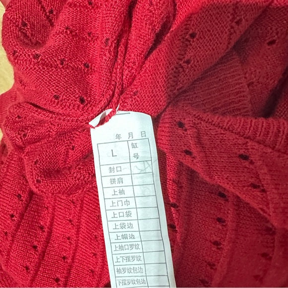 Soho Women’s Red Tie‑Back Knit Sweater – Size Large Pre‑Loved