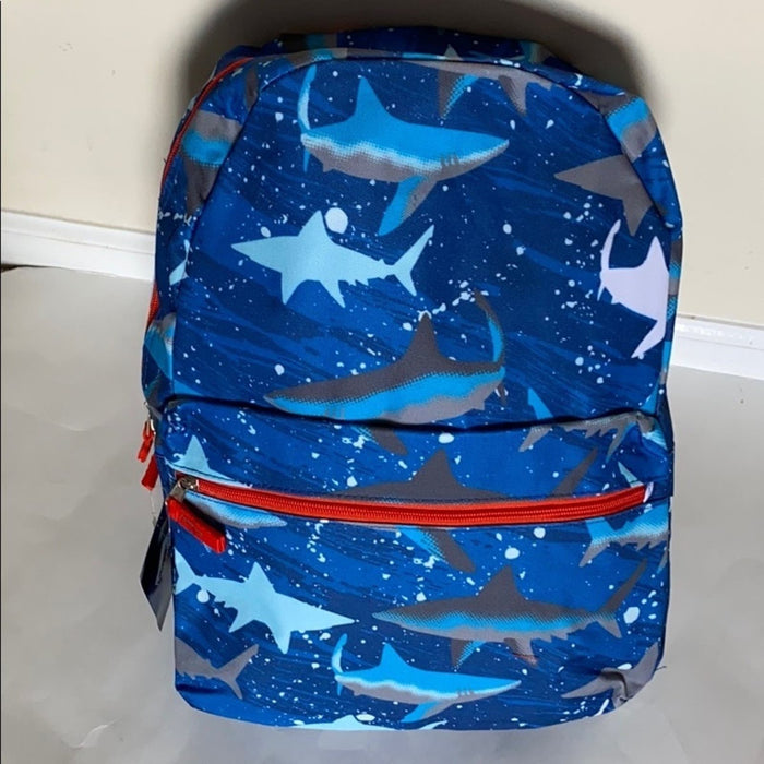 17 Inches Girl's & Boys Printed Shark Characters Backpack(Unisex)