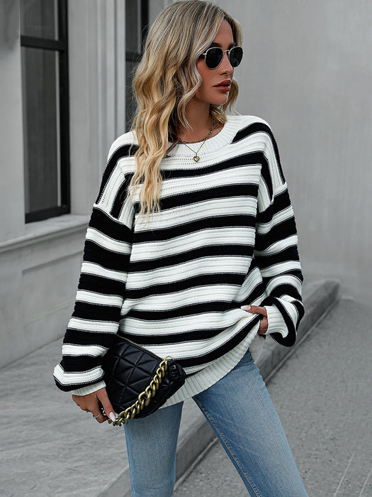 PanacheProse Striped Dropped Shoulder Sweater