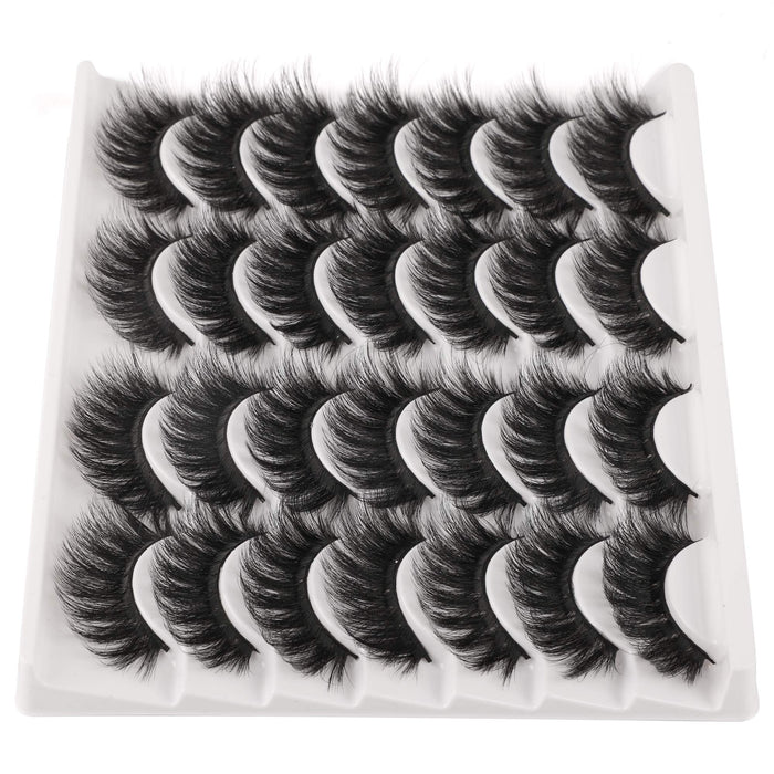 JIMIRE False Eyelashes Mink Fluffy Volume Lashes 3D Wispy Long Fake Eyelashes 14 Pairs Pack