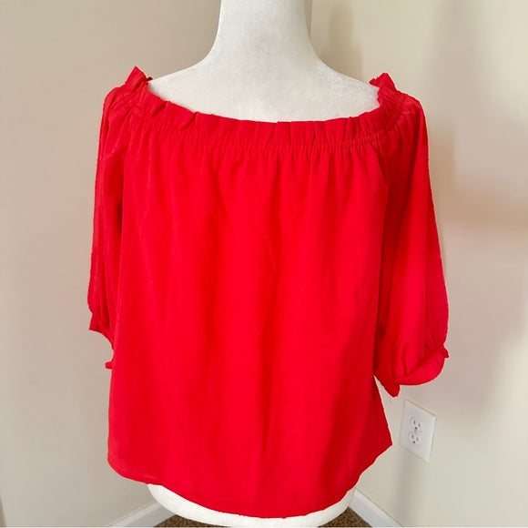 🔴 Vince Camuto Vivid Charm Off-Shoulder Blouse – Size XS