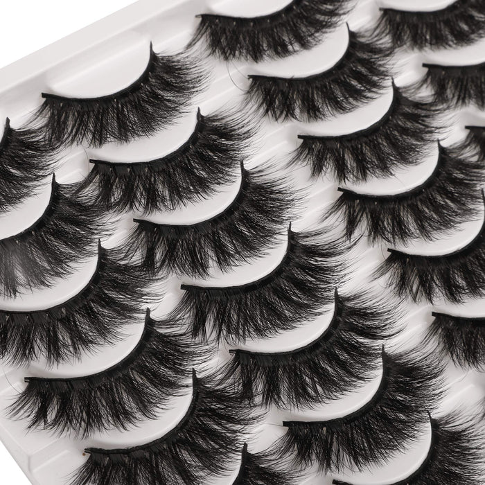 JIMIRE False Eyelashes Mink Fluffy Volume Lashes 3D Wispy Long Fake Eyelashes 14 Pairs Pack