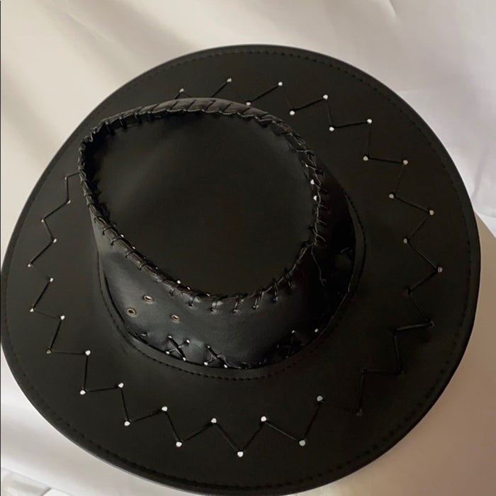Cowboys Brim Solid Color Black Hats(UNISEX)