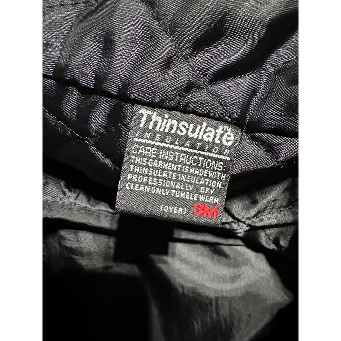 Vintage Black Leather Jacket Thinsulate Insulation Zip Front Classic Coat