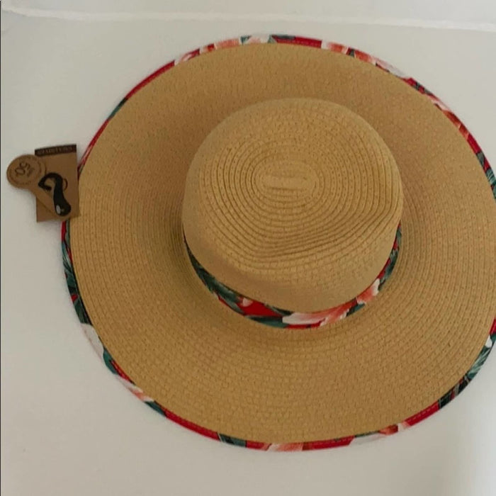 Straw Hat  Women’s With Floral Pattern