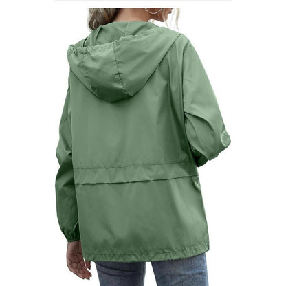 Women's Waterproof Raincoat Lightweight Rain Jacket Hooded Windbreaker Pockets