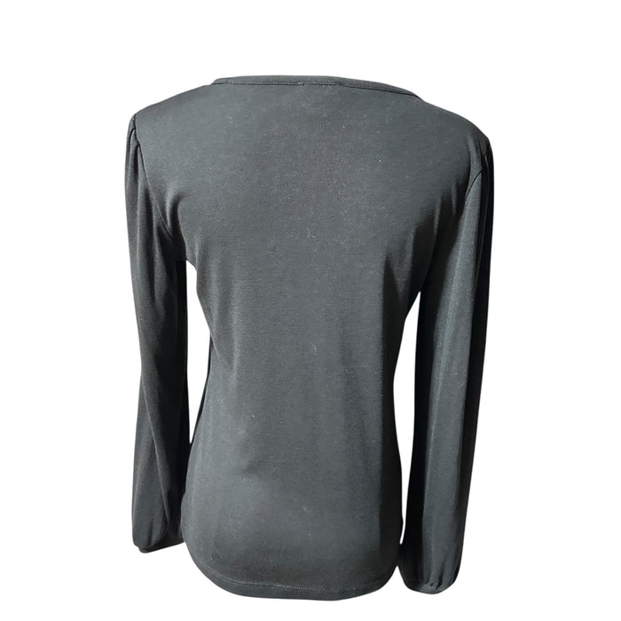 Pre-Loved J.Crew Women’s Black V-Neck Long Sleeve Top – Size XS | Casual Elegant Blouse | Soft Comfortable Shirt