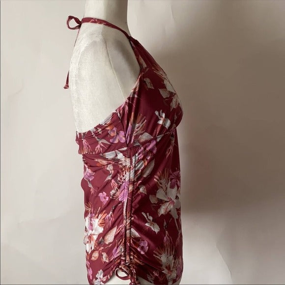 Athena Women’s Swimwear Floral Print Halter Tankini Top Size 12