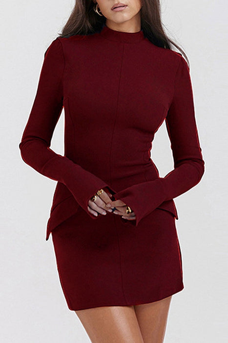 PanacheProse Mock Neck Long Sleeve Mini Dress