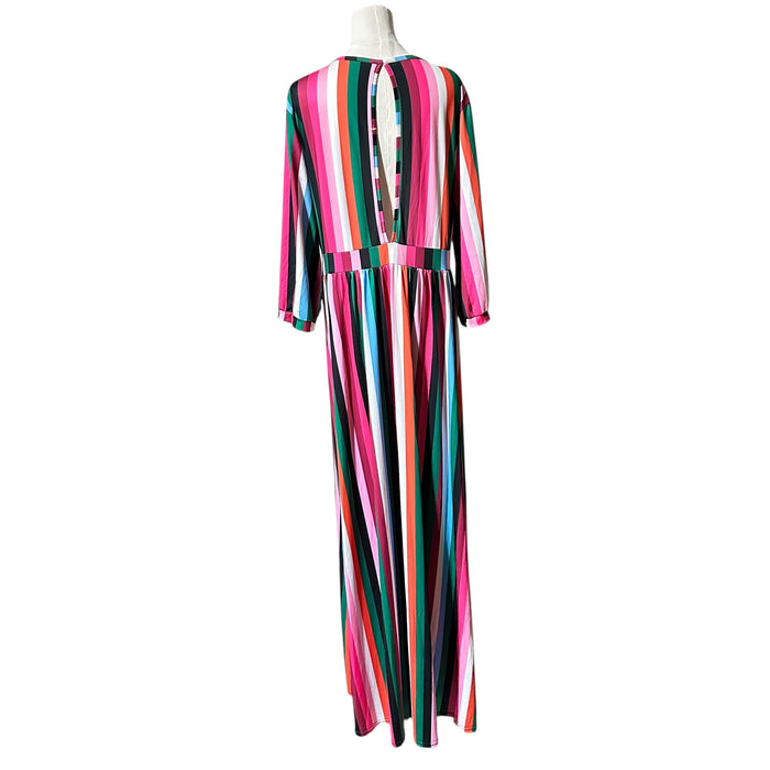 Colourful Striped Keyhole Back Maxi Dress – Size 2XL