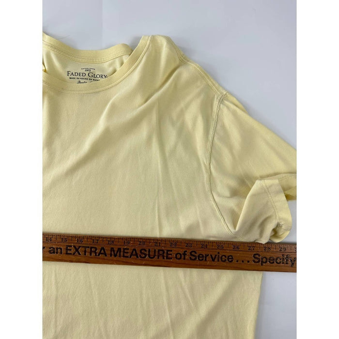 Vintage Faded Glory Womens Yellow Cotton Crew Neck Short Sleeve T Shirt Size 2XL