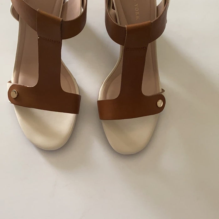 Preston & York Size 9 Women’s Faye Studded Leather T Strap Dress Sandals