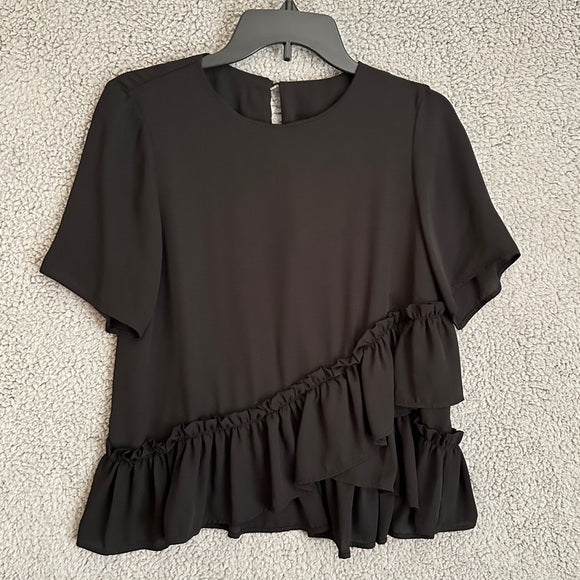 ASOS Design Elegant Black Ruffle Blouse - Size US 4, FROM PanacheProse