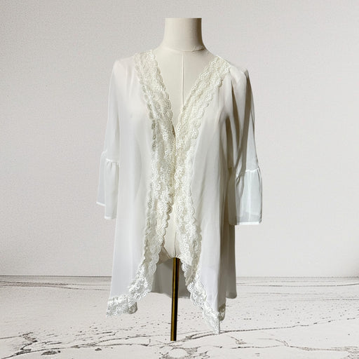 Aceshin Elegant White Lace Trim Women's Top Kimono -from PanacheProse