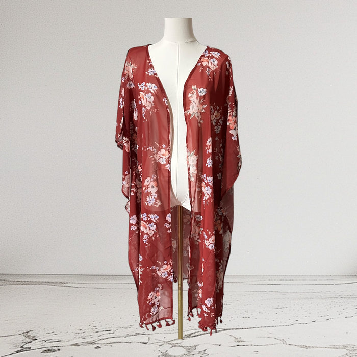 Aceshin Floral Kimono Cover-Up Floral Multicolor- Size Size M From PanacheProse