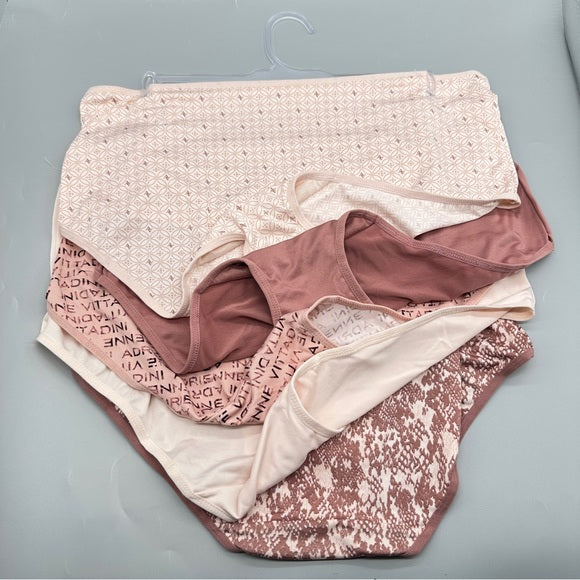 Adrienne Vittadini Women’s 5-Pack Panty Set Brown and Cream - Size 2X, from PanacheProse