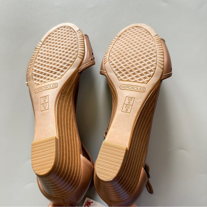 Aerosoles Women’s Brown Leather Open Toe Sandals – Size 8W From PanacheProse