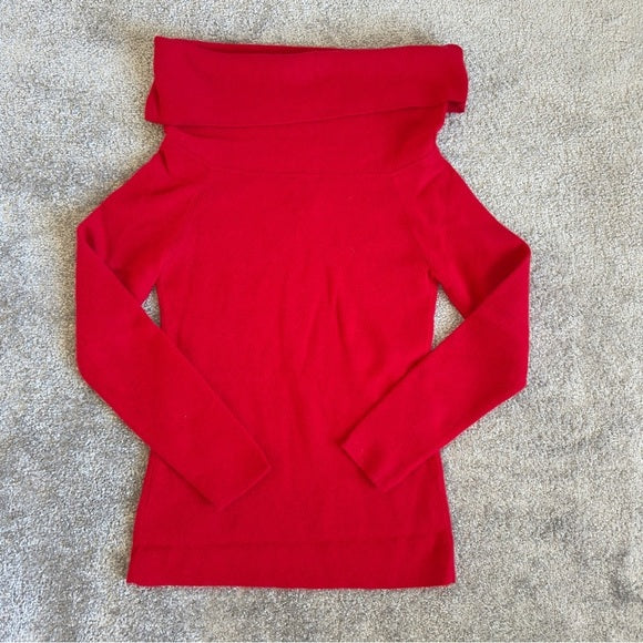 Alex Marie Red Off Shoulder Fur Blend Long Sleeve Sweater Women’s - Size Large, from PanacheProse