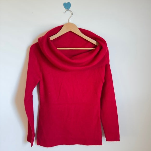 Alex Marie Red Off Shoulder Fur Blend Long Sleeve Sweater Women’s - Size Large, from PanacheProse