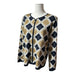 Alfred Dunner Petite Diamond Zip Cardigan Sweater Navy Tan - Size  Medium, from PanacheProse