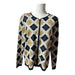 Alfred Dunner Petite Diamond Zip Cardigan Sweater Navy Tan - Size  Medium, from PanacheProse
