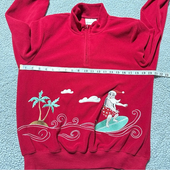 Alfred Dunner Red Surfing Santa Fleece Holiday Pullover - from PanacheProse