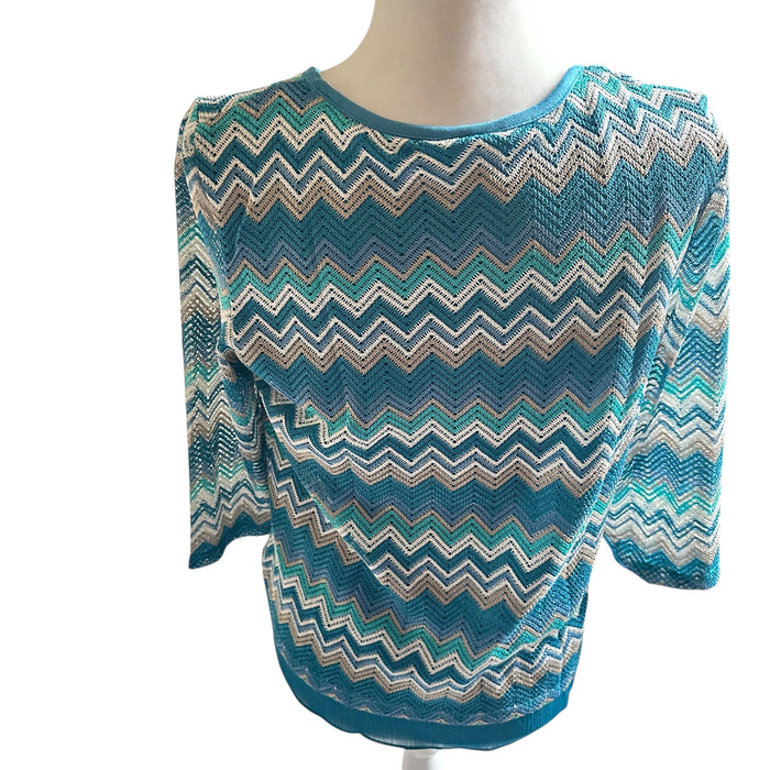 Alfred Dunner Victoria Falls Zigzag Knit Top Women’s Casual - Size Small, from PanacheProse