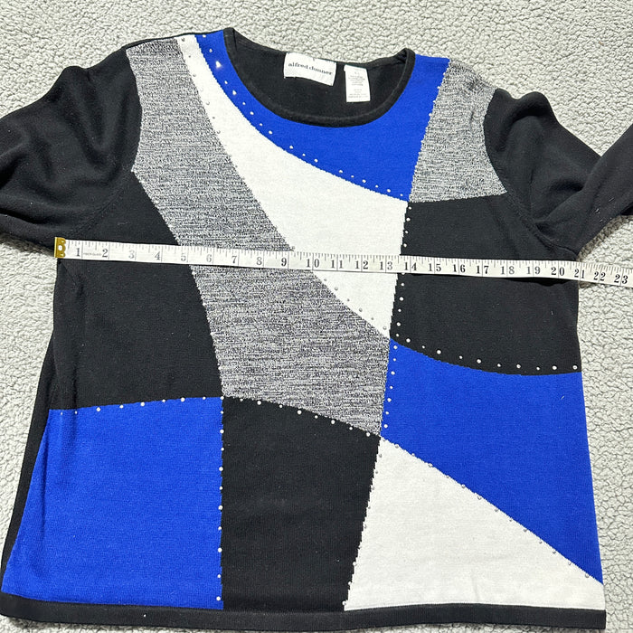 Alfred Dunner Women’s Colorblock Knit Top Black Blue - Size Large, from PanacheProse