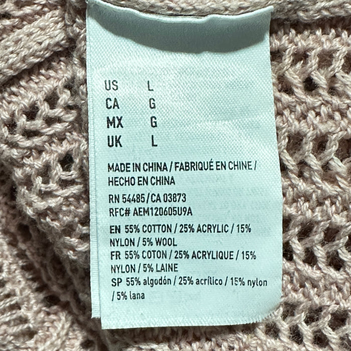 American Eagle Women’s Pink Open Knit Sweater Cotton Blend - Size Large,  from PanacheProse