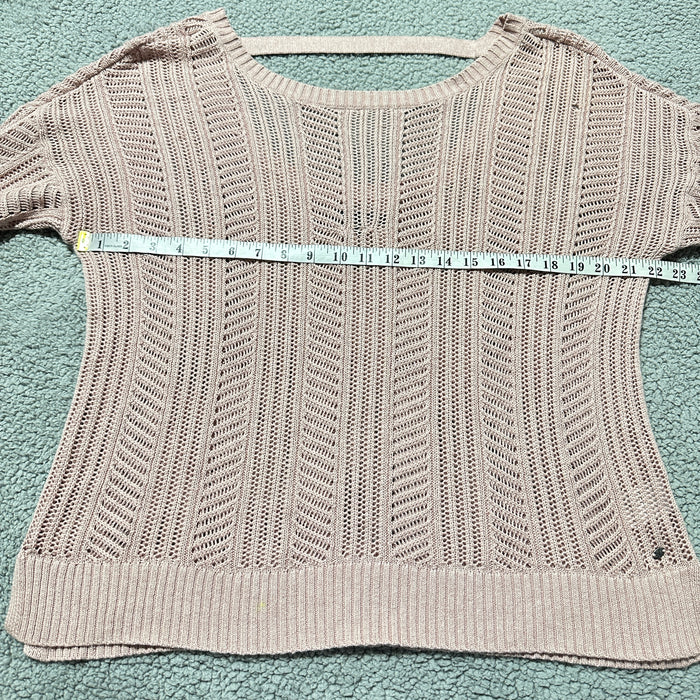 American Eagle Women’s Pink Open Knit Sweater Cotton Blend - Size Large,  from PanacheProse