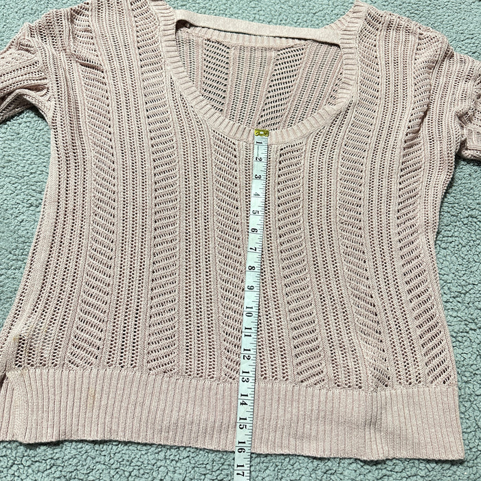 American Eagle Women’s Pink Open Knit Sweater Cotton Blend - Size Large,  from PanacheProse