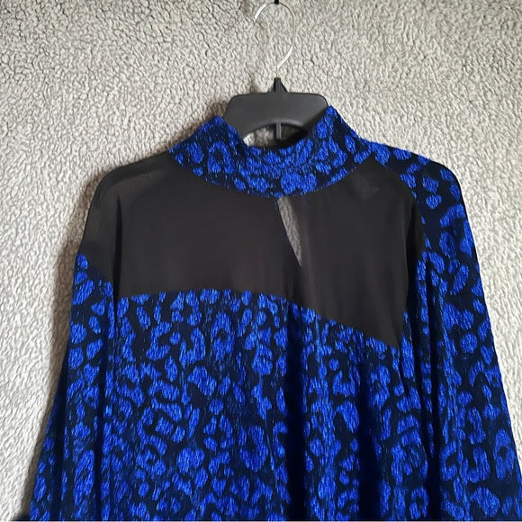 Ashley Stewart Elegant Blue Leopard Print Blouse - Size Women’s 26/28, from PanacheProse