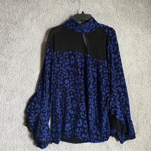 Ashley Stewart Elegant Blue Leopard Print Blouse - Size Women’s 26/28, from PanacheProse