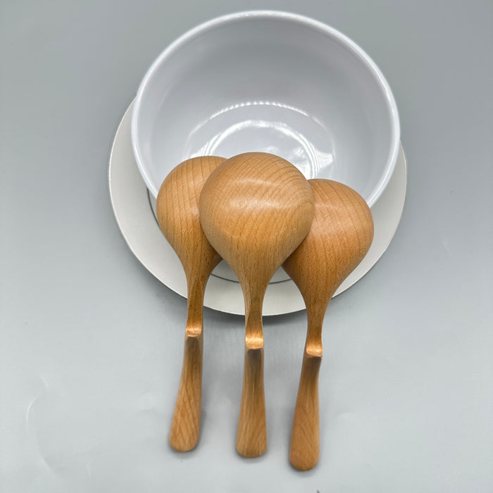 Authentic 3 pcs Long Handle Ladle With Hook Wood Japanese Ramen Noodles Spoon