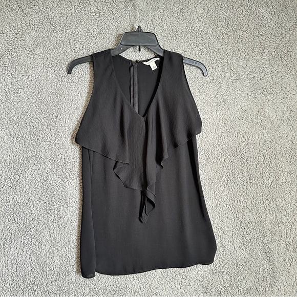 Banana Republic Elegant Black Sleeveless Ruffle Blouse – Size 2 (Women’s), from PanacheProse