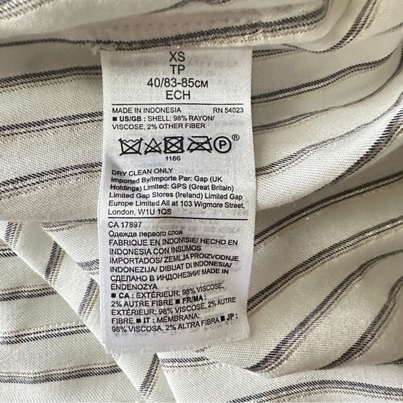 Banana Republic Striped Sleeveless Blouse- Cream - Size Women’s XS, from PanacheProse