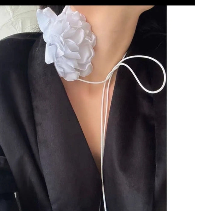 Big Flower Choker Wedding Bridal Tie Necklace - from PanacheProse
